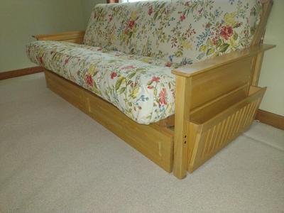 Wood Frame Futon Sofa with Beautyrest Mattress