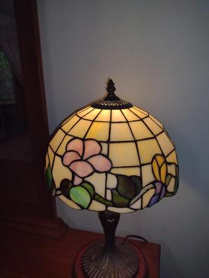 Tiffany Style Stained Glass Lamp with Metal Post