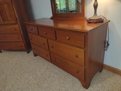 Amish Country Cherry 3 Over 4 Drawer Dresser with Mirror- Approx 59 1/2" x 20 1/4" x 32" Tall