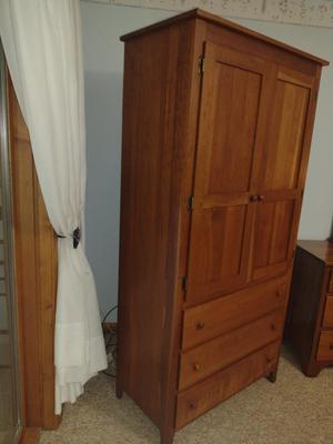 Amish Country Cherry Media Cabinet- Approx 36" x 19 1/2" x 75 1/2" Tall