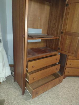 Amish Country Cherry Media Cabinet- Approx 36" x 19 1/2" x 75 1/2" Tall