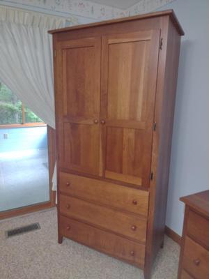 Amish Country Cherry Media Cabinet- Approx 36" x 19 1/2" x 75 1/2" Tall