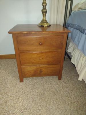 Amish Country Cherry Three Drawer Side Table- Approx 24" x 17" x 26" Tall (Choice B- Left)