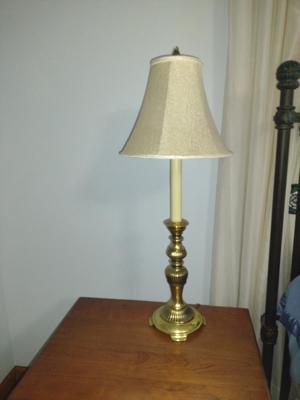 Pair of Metal Post Table Top Lamps with Shades