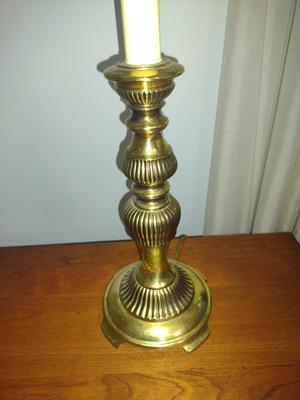 Pair of Metal Post Table Top Lamps with Shades