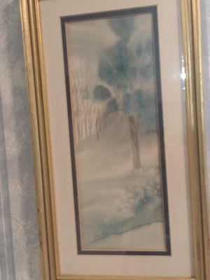 Donna Zeller Abstract Watercolor Painting- Framed and Matted Under Glass