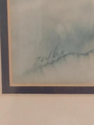 Donna Zeller Abstract Watercolor Painting- Framed and Matted Under Glass