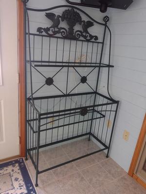 Metal Baker's Rack with Glass Shelves- Approx 40" x 16" x 72" Tall