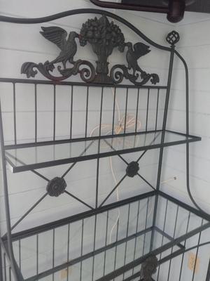 Metal Baker's Rack with Glass Shelves- Approx 40" x 16" x 72" Tall