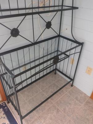 Metal Baker's Rack with Glass Shelves- Approx 40" x 16" x 72" Tall