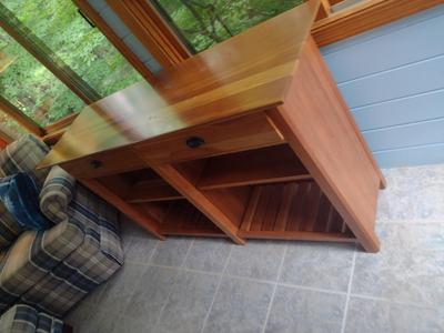 Wooden Cherry Finish Storage Shelf- Approx 54 1/2" x 17" x 32" Tall
