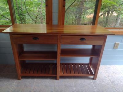 Wooden Cherry Finish Storage Shelf- Approx 54 1/2" x 17" x 32" Tall