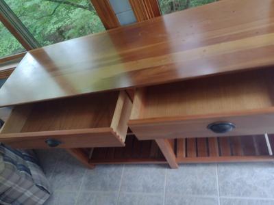 Wooden Cherry Finish Storage Shelf- Approx 54 1/2" x 17" x 32" Tall