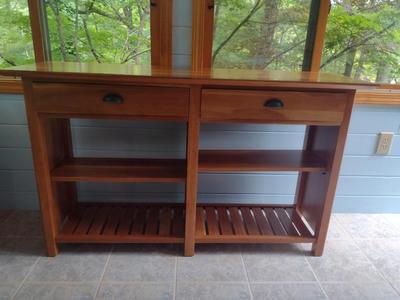 Wooden Cherry Finish Storage Shelf- Approx 54 1/2" x 17" x 32" Tall