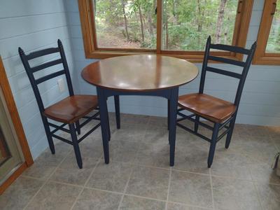 Three Piece Dining Set- Two Tone Ladder Back Chairs with Table