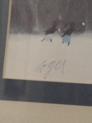 Pair of Framed Children Playing/Winter Scene Paintings