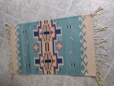 Woven Native American Design Area Rug- Approx 40" x 23 1/4"