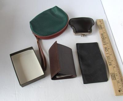 Misc Lot of Coin Purses, Leather Wallet, Check Book Cover