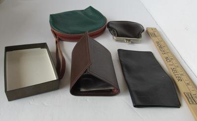 Misc Lot of Coin Purses, Leather Wallet, Check Book Cover