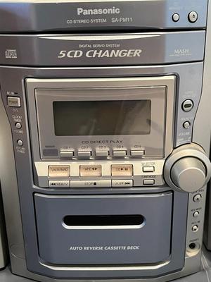 Panasonic CD Stereo System AM/FM 5-CD Changer Clock Timer