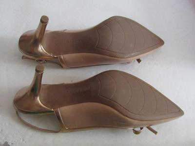 Nice Pale Peach Colored Open Back High Heels, Bandolino, 9M