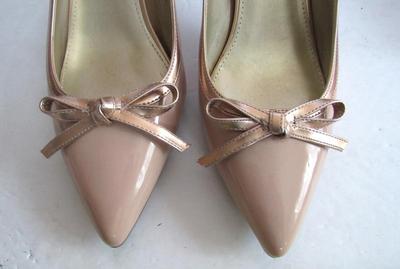 Nice Pale Peach Colored Open Back High Heels, Bandolino, 9M