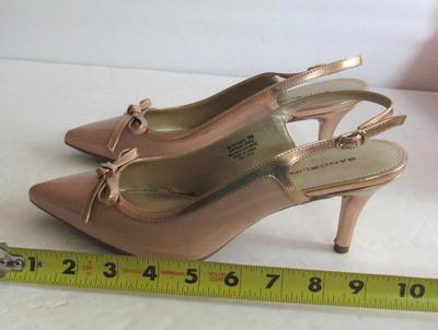 Nice Pale Peach Colored Open Back High Heels, Bandolino, 9M