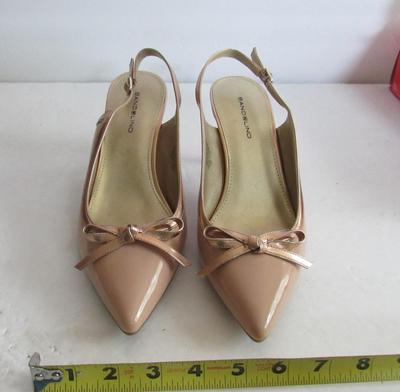 Nice Pale Peach Colored Open Back High Heels, Bandolino, 9M