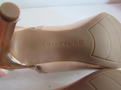 Nice Pale Peach Colored Open Back High Heels, Bandolino, 9M