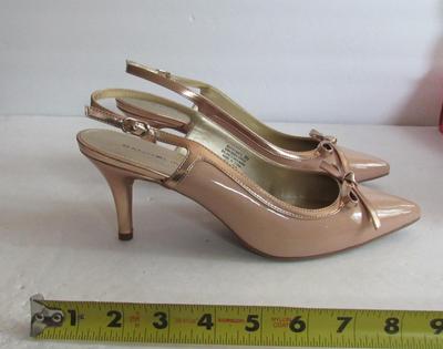 Nice Pale Peach Colored Open Back High Heels, Bandolino, 9M