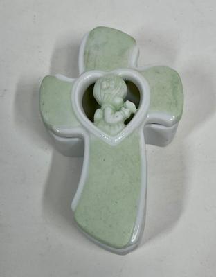 Precious Moments by Enesco Porcelain Cross Trinket Box