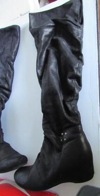 Women's Tall Black Boots, Flat Heel, 9M