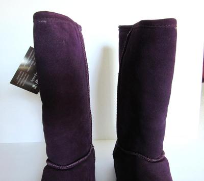 Women's Plum Colored Suede Boots, Bearpaw, 9, Unused