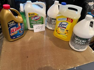 Five (5) Assorted Cleaning Products Liquid Plumr, Clorox, Simple Green, Lysol