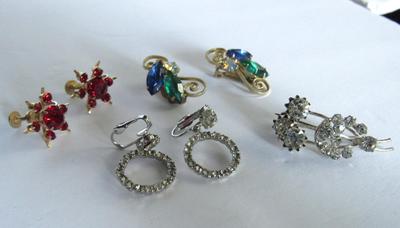 Rhinestone Earrings and Brooch