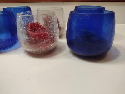 Ten Crackle Glass Candle Holders