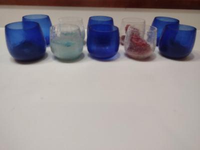 Ten Crackle Glass Candle Holders
