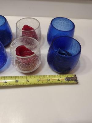 Ten Crackle Glass Candle Holders