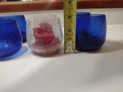 Ten Crackle Glass Candle Holders