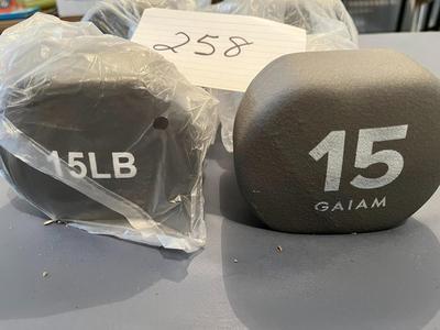 Two (2) Gaiam Gray 15 Lb. Weights