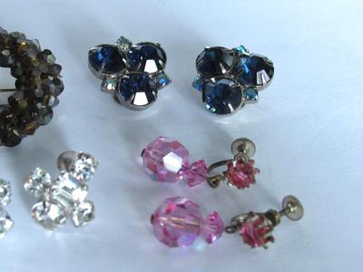 Rhinestone Brooch and Earrings Lot