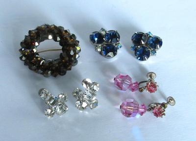 Rhinestone Brooch and Earrings Lot