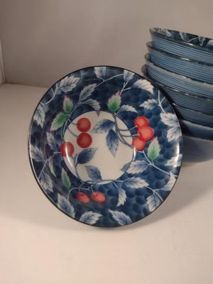 Williams-Sonoma Japanese Porcelain Cherry Design Bowls- Eight Pieces