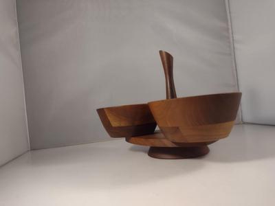Vintage Kustom Kraft Black Walnut Rotating Condiment Caddy