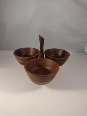 Vintage Kustom Kraft Black Walnut Rotating Condiment Caddy