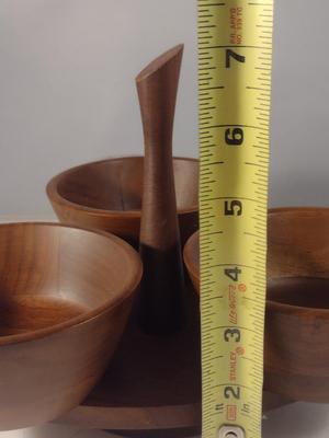 Vintage Kustom Kraft Black Walnut Rotating Condiment Caddy