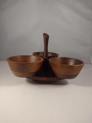Vintage Kustom Kraft Black Walnut Rotating Condiment Caddy