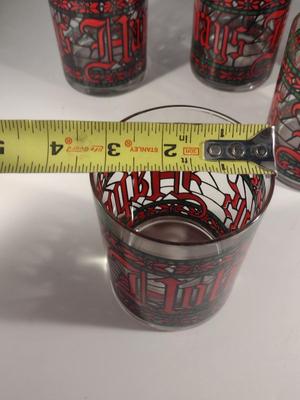 Vintage Houze 'Happy Holidays' Stained Glass Style Drinking Glasses- Five Pieces