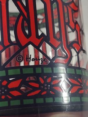 Vintage Houze 'Happy Holidays' Stained Glass Style Drinking Glasses- Five Pieces