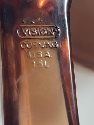 Three Corningware Vision Amber Glass Pots with Lids